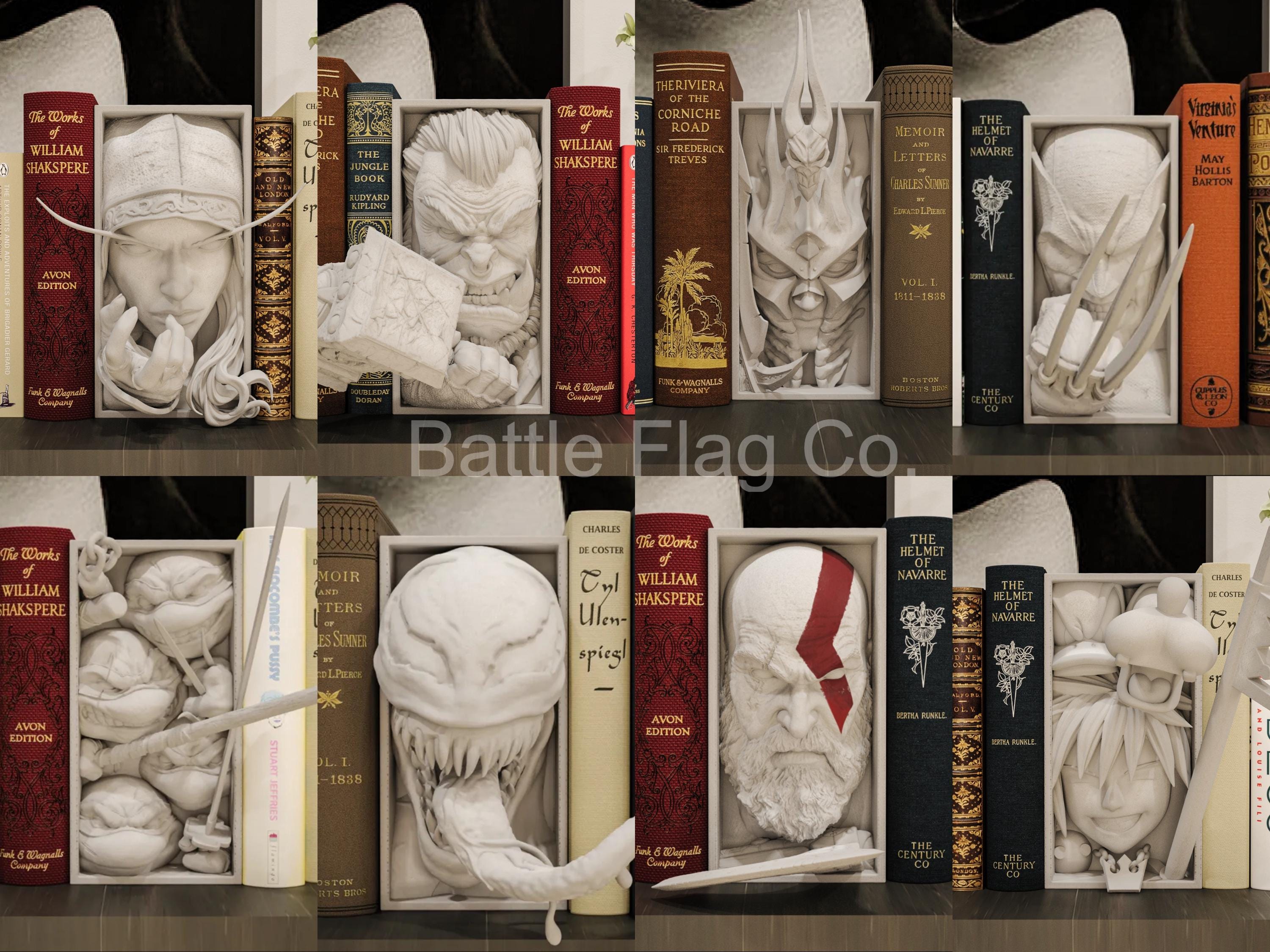 Video Games and Comics (22) Movie-Inspired Book Nooks - Unique 3D Printed Bookend Unique Gift Holiday Birthday Christmas Book Shelf Display