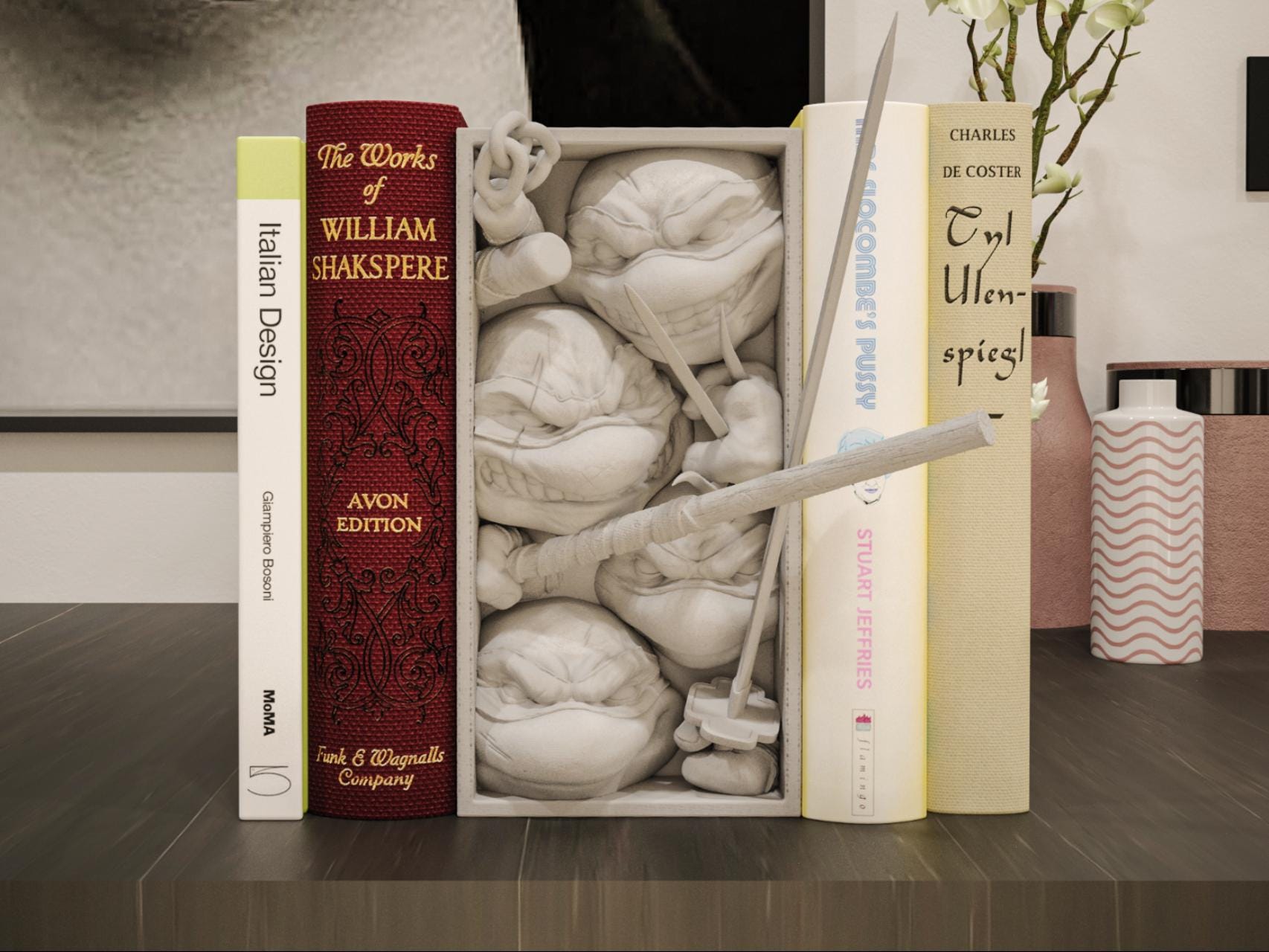 Teenage Mutant Ninja Turtle Fantasy Book Nooks - Unique 3D Printed Bookend Unique Gift Holiday Birthday Christmas Book Shelf Decor