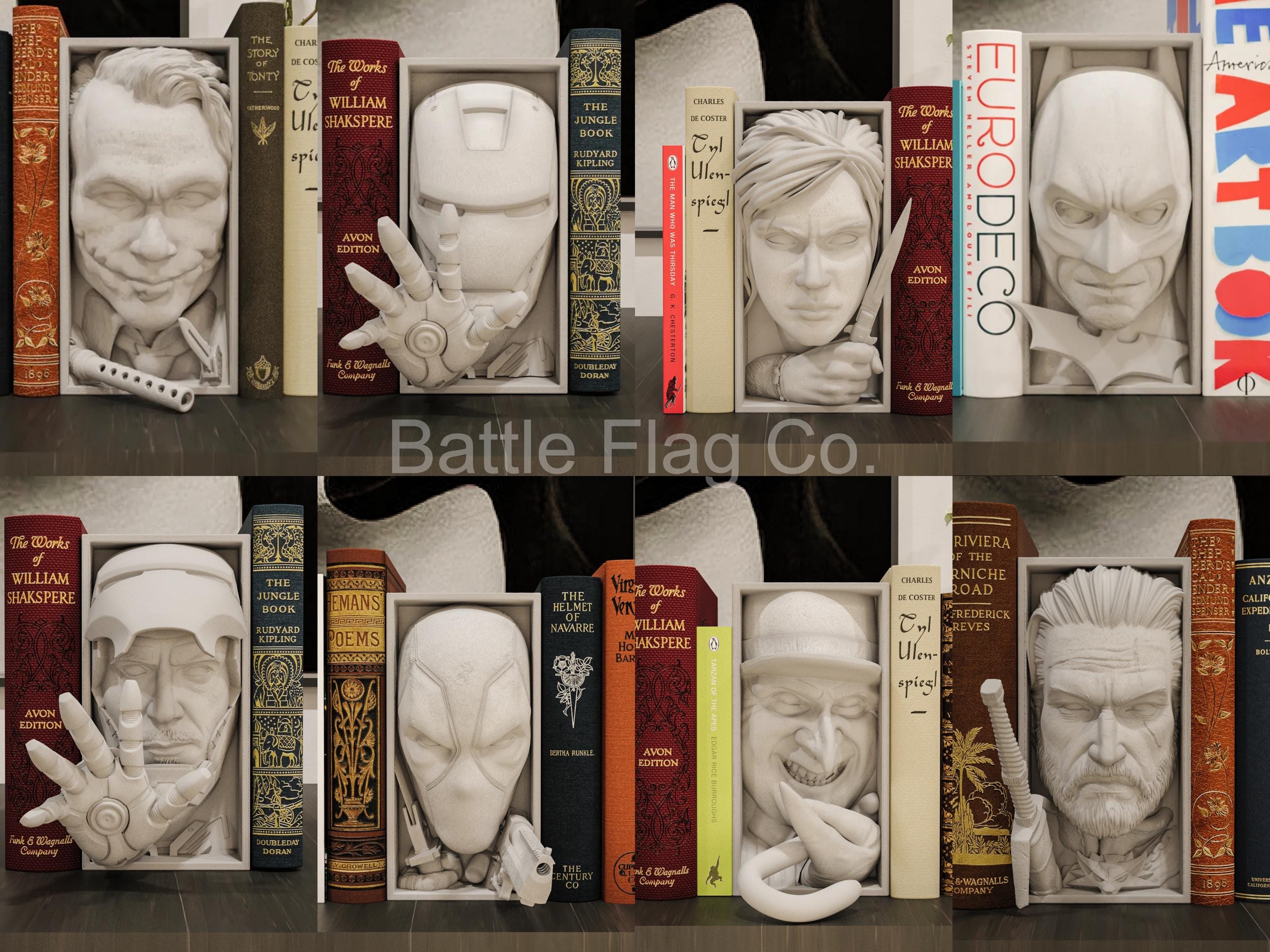 Video Games and Comics (22) Movie-Inspired Book Nooks - Unique 3D Printed Bookend Unique Gift Holiday Birthday Christmas Book Shelf Display