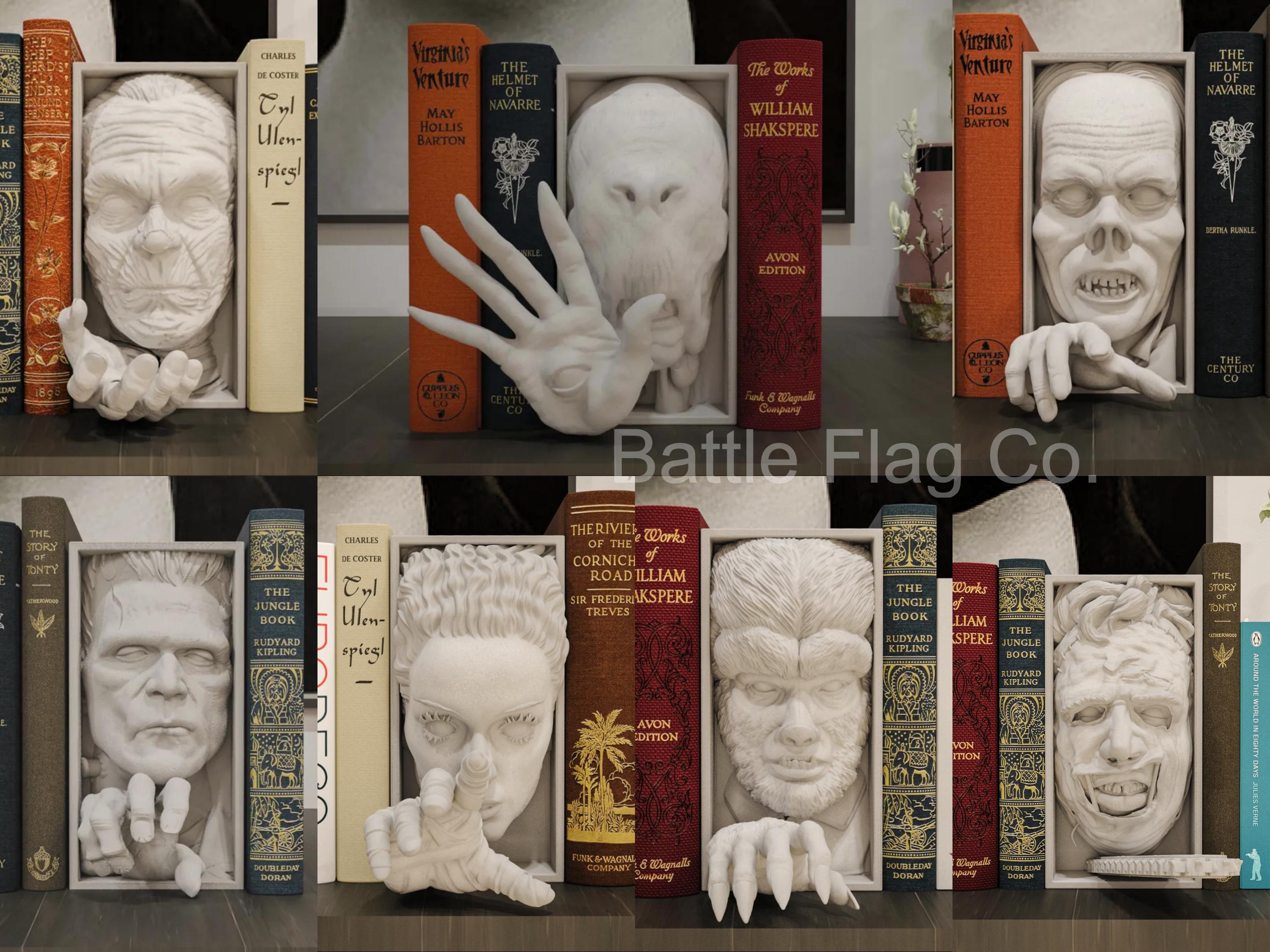 Horror Collection (23) Movie-Inspired Book Nook - Unique 3D Printed Scary Spooky Bookend Holiday Birthday Christmas Gift Bookshelf Decor