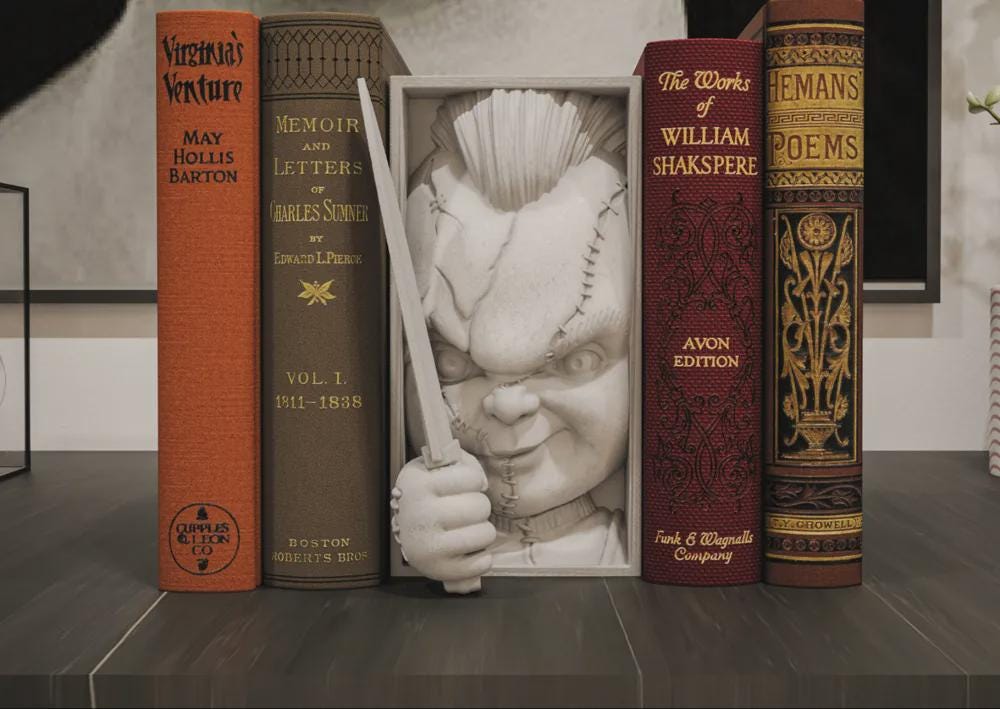 Horror Collection (23) Movie-Inspired Book Nook - Unique 3D Printed Scary Spooky Bookend Holiday Birthday Christmas Gift Bookshelf Decor
