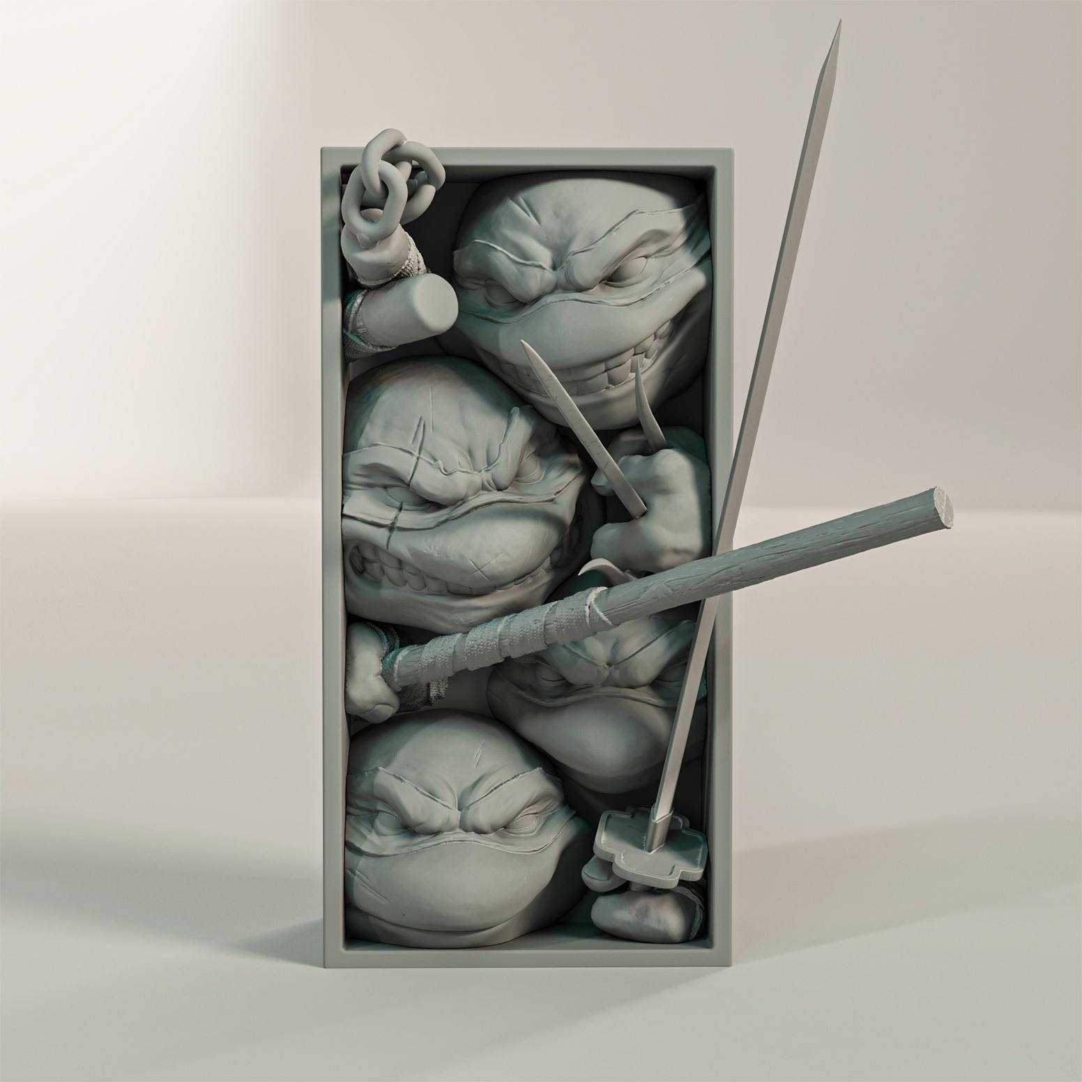 Teenage Mutant Ninja Turtle Fantasy Book Nooks - Unique 3D Printed Bookend Unique Gift Holiday Birthday Christmas Book Shelf Decor