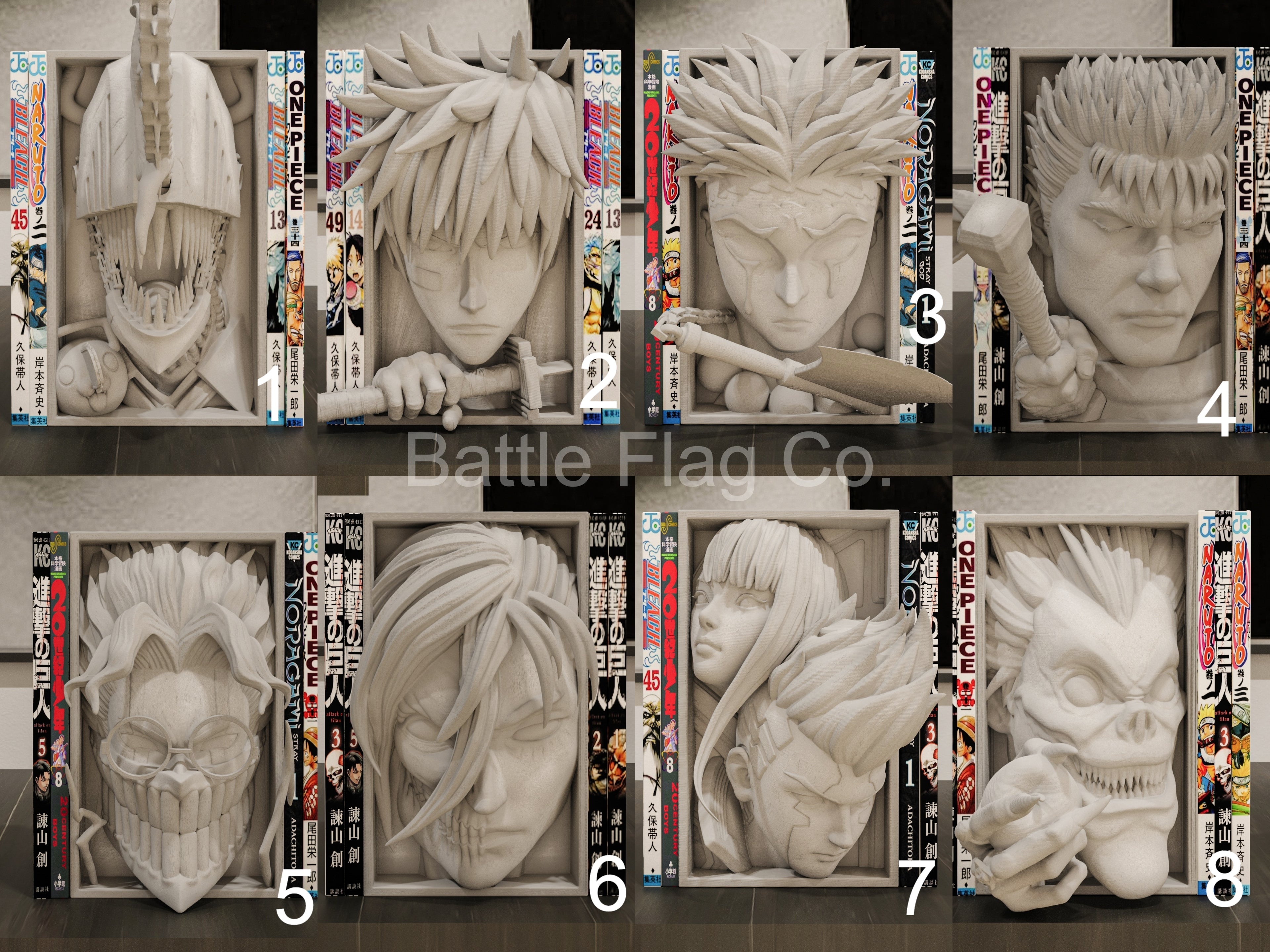 Anime and Manga-Inspired (42) Book Nooks - Unique 3D Printed Movie Bookend Unique Gift Holiday Birthday Christmas Special Bookshelf Display