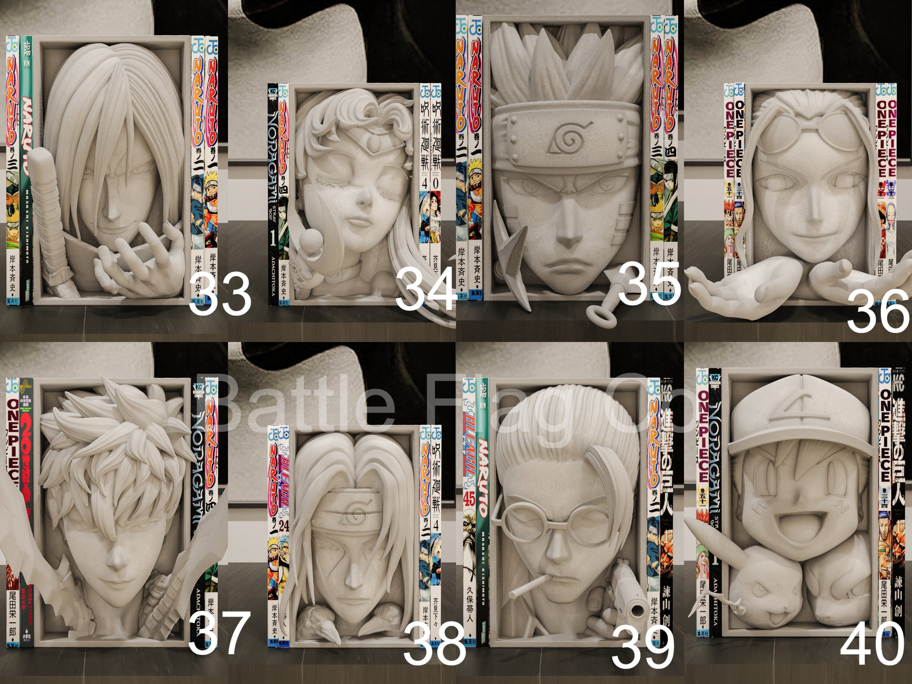 Anime and Manga-Inspired (42) Book Nooks - Unique 3D Printed Movie Bookend Unique Gift Holiday Birthday Christmas Special Bookshelf Display