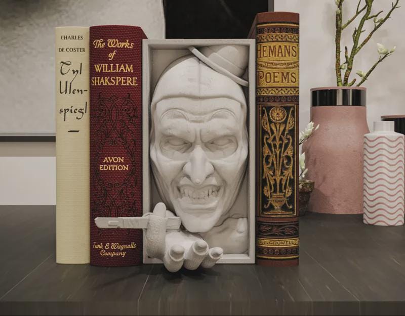 Horror Collection (23) Movie-Inspired Book Nook - Unique 3D Printed Scary Spooky Bookend Holiday Birthday Christmas Gift Bookshelf Decor