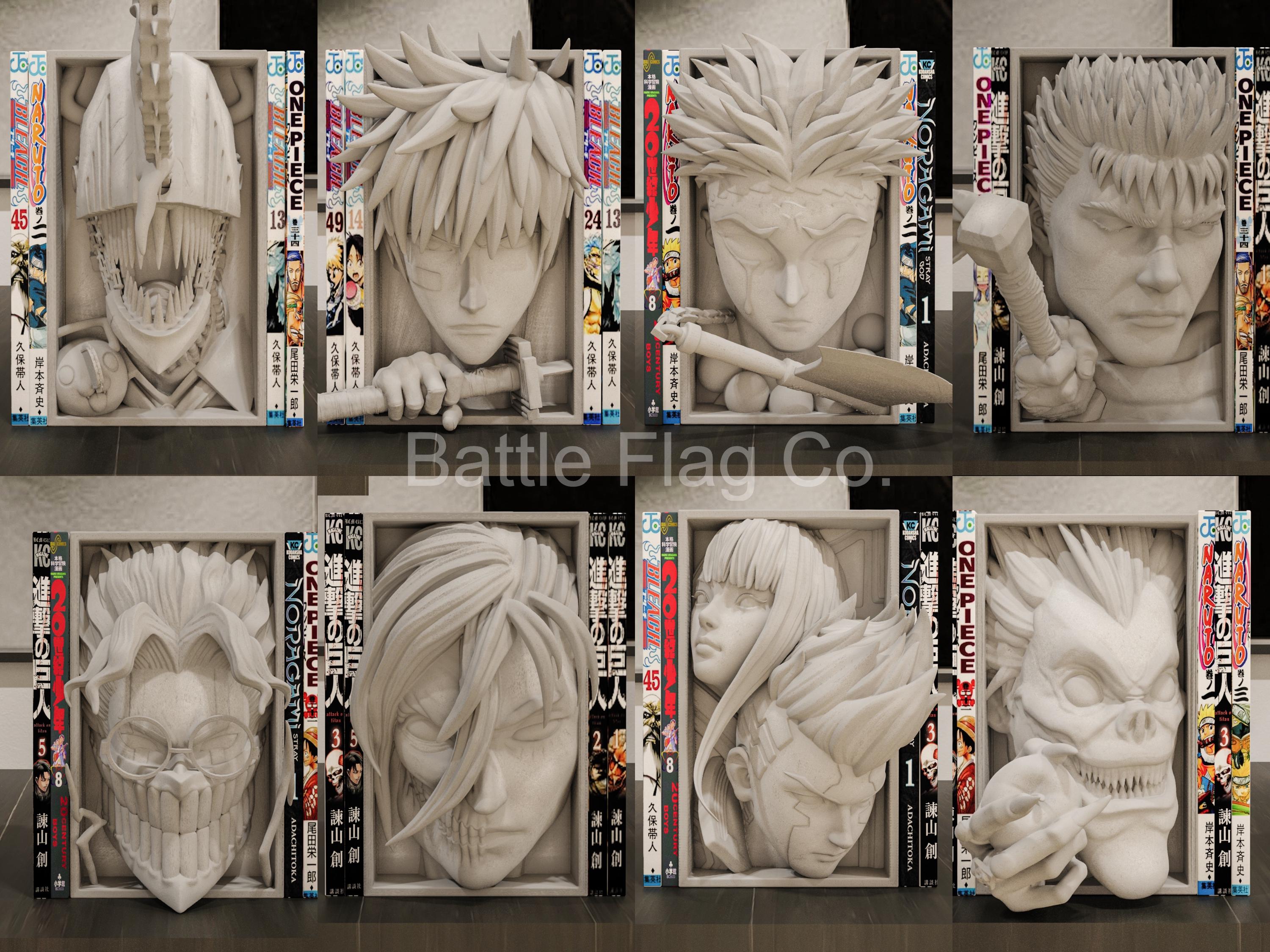 Anime and Manga-Inspired (39) Book Nooks - Unique 3D Printed Movie Bookend Unique Gift Holiday Birthday Christmas Special Bookshelf Display