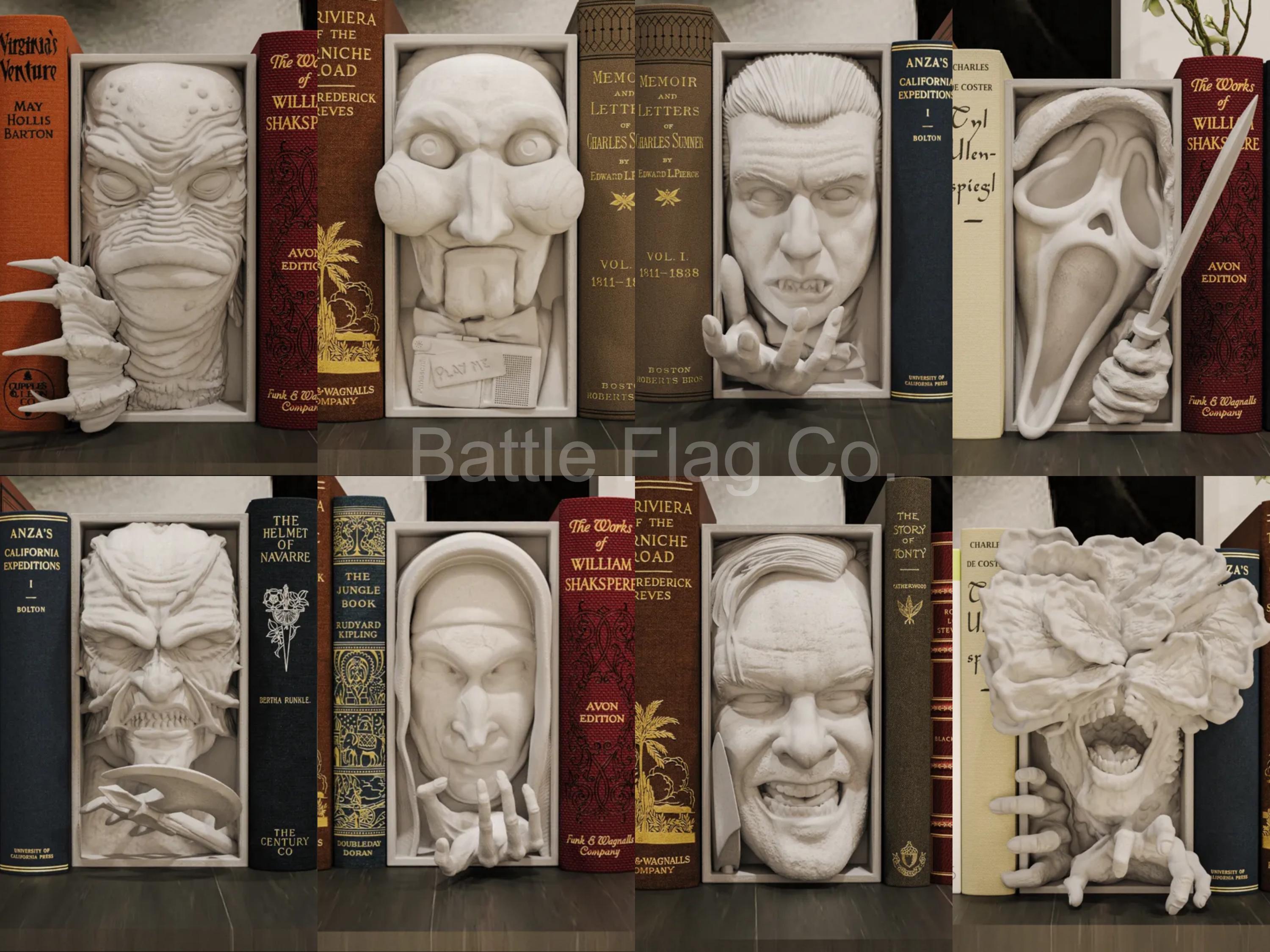 Horror Collection (23) Movie-Inspired Book Nook - Unique 3D Printed Scary Spooky Bookend Holiday Birthday Christmas Gift Bookshelf Decor