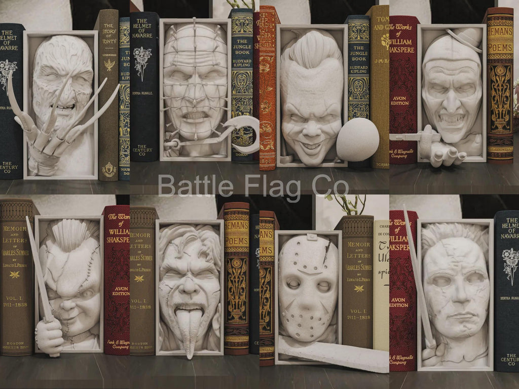 Horror Collection (23) Movie-Inspired Book Nook - Unique 3D Printed Scary Spooky Bookend Holiday Birthday Christmas Gift Bookshelf Decor