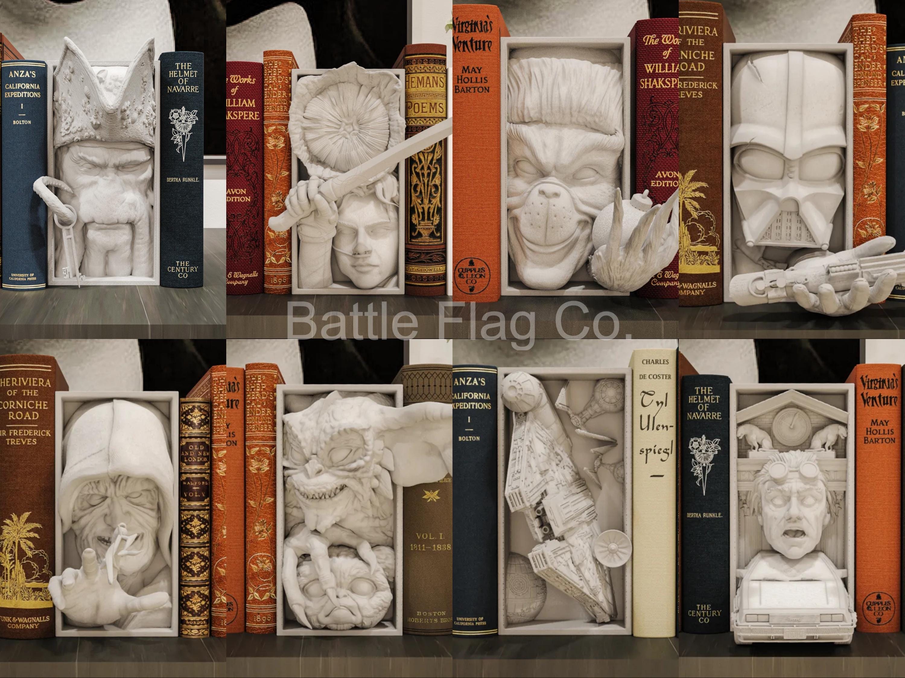 Fantasy and Sci-Fi (23) Movie-Inspired Book Nooks - Unique 3D Printed Bookend Special Gift Holiday Birthday Christmas Book Shelf Display
