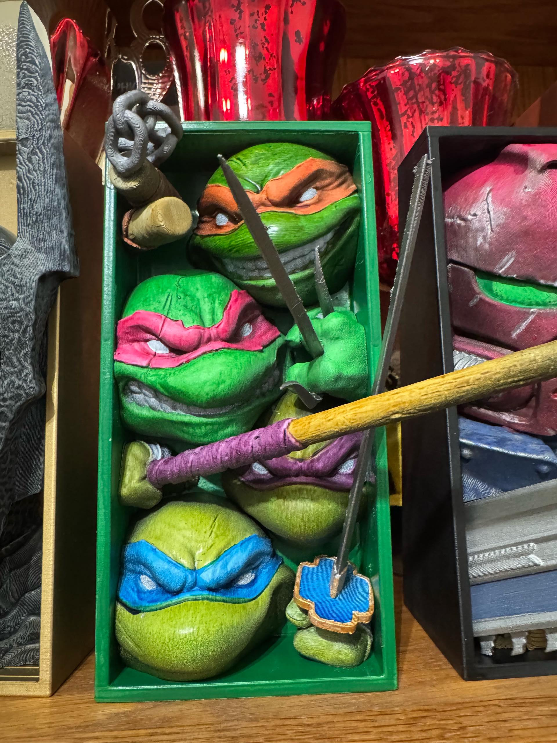 Teenage Mutant Ninja Turtle Fantasy Book Nooks - Unique 3D Printed Bookend Unique Gift Holiday Birthday Christmas Book Shelf Decor