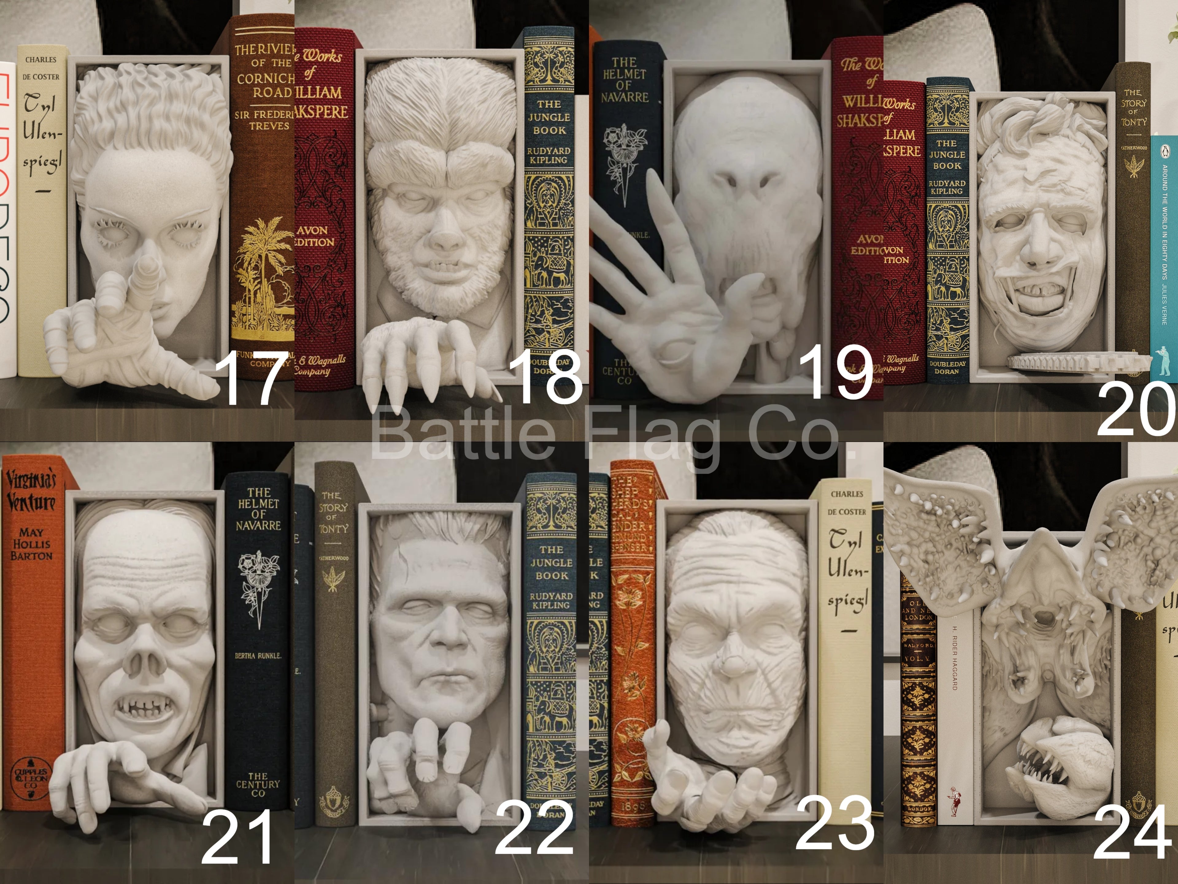 Horror Collection (25) Movie-Inspired Book Nook - Unique 3D Printed Scary Spooky Bookend Holiday Birthday Christmas Gift Bookshelf Decor