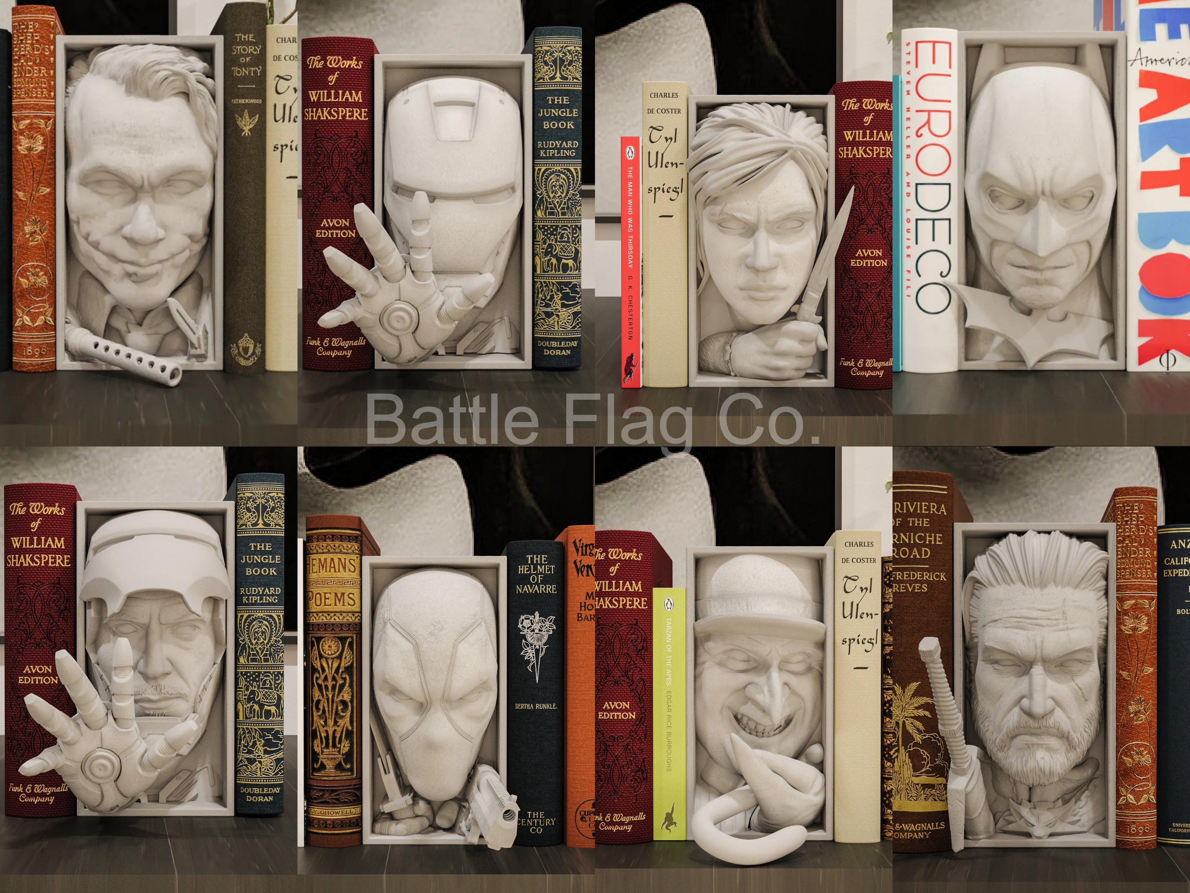 Video Games and Comics (24) Movie-Inspired Book Nooks - Unique 3D Printed Bookend Unique Gift Holiday Birthday Christmas Book Shelf Display